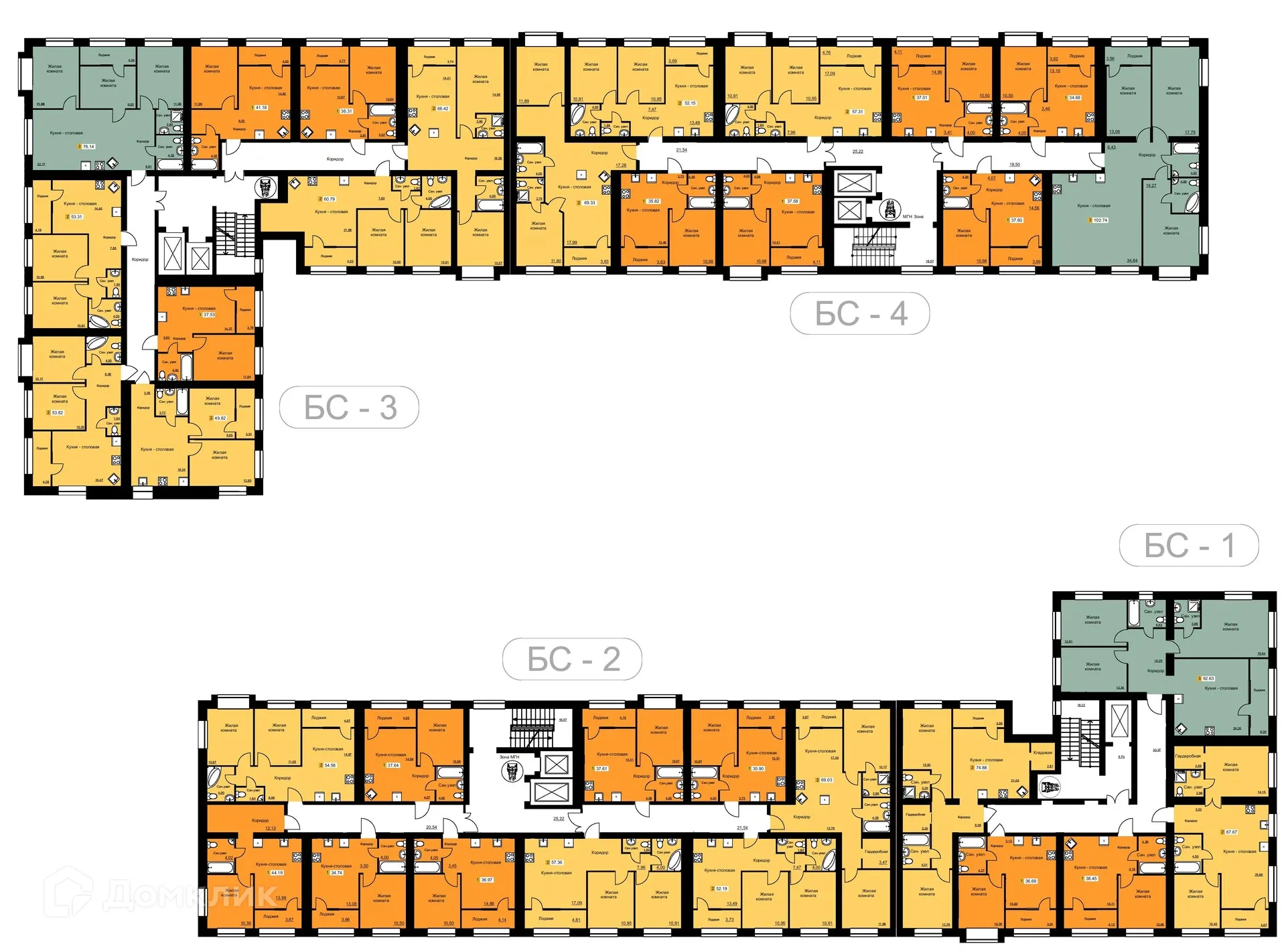 Планировка 2-комнатной квартиры 55.56 м² в ЖК Жилые кварталы ОСТРОВА, г. Калуга — фото 3