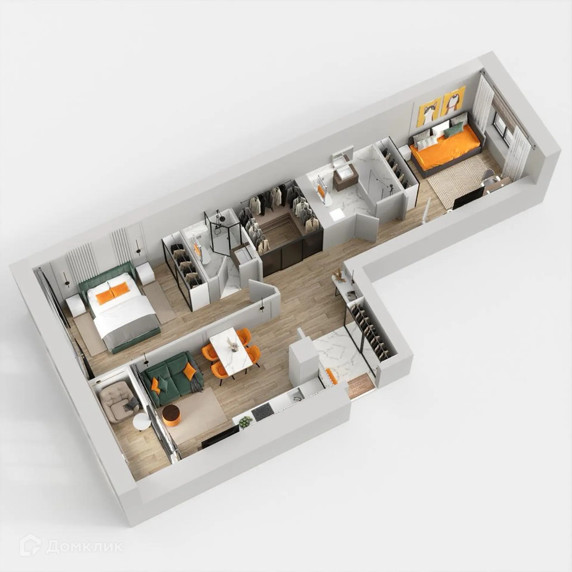 Планировка 2-комнатной квартиры 66.42 м² в ЖК Жилые кварталы ОСТРОВА, г. Калуга — фото 2