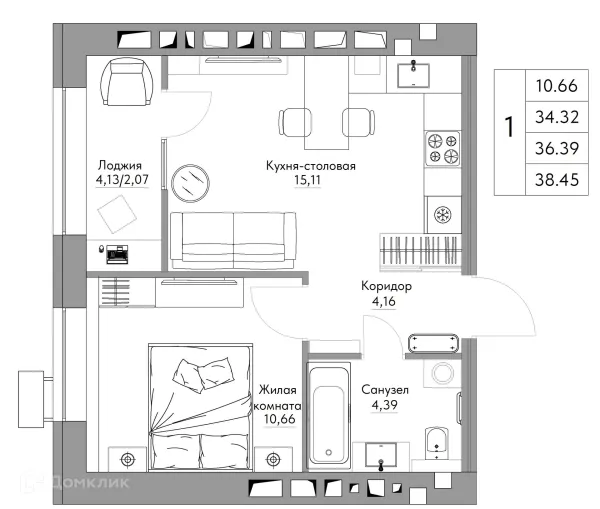 Квартира в ЖК Жилые кварталы ОСТРОВА