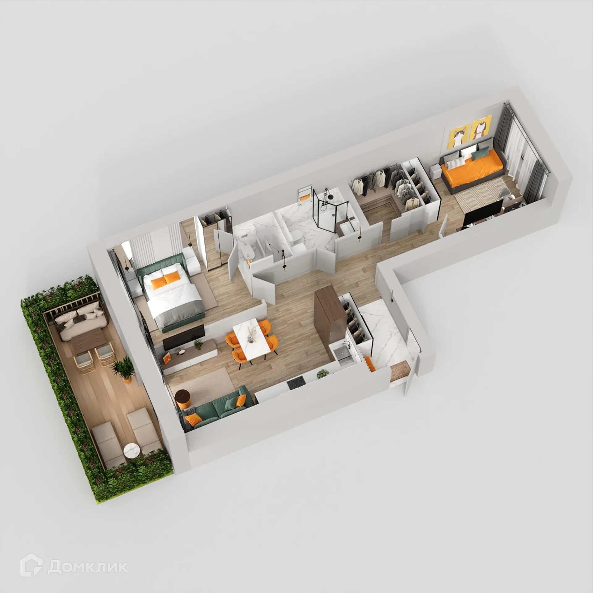 Планировка 2-комнатной квартиры 70.47 м² в ЖК Жилые кварталы ОСТРОВА, г. Калуга — фото 2