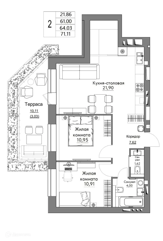 Квартира в ЖК Жилые кварталы ОСТРОВА