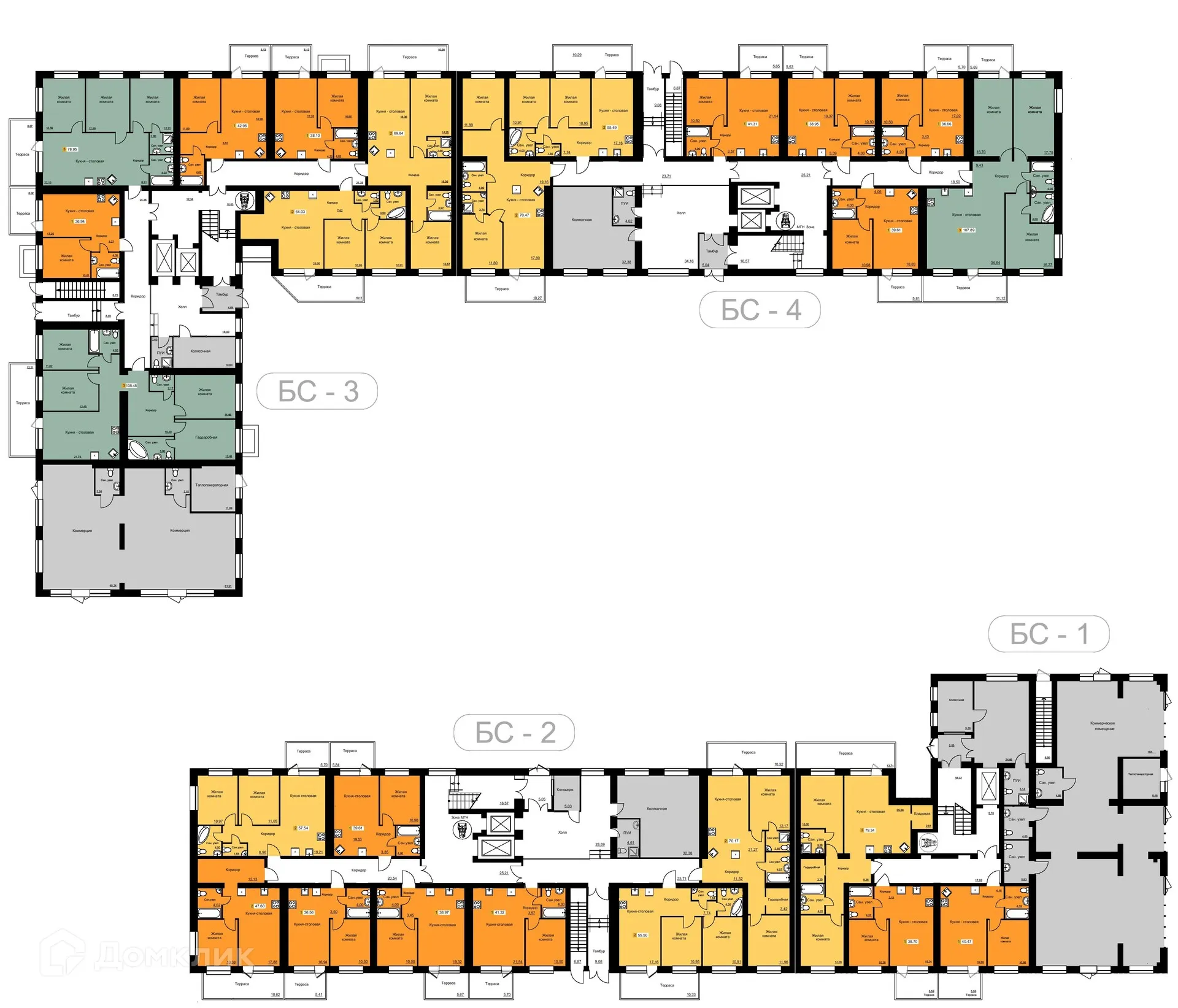 Планировка 2-комнатной квартиры 64.03 м² в ЖК Жилые кварталы ОСТРОВА, г. Калуга — фото 3