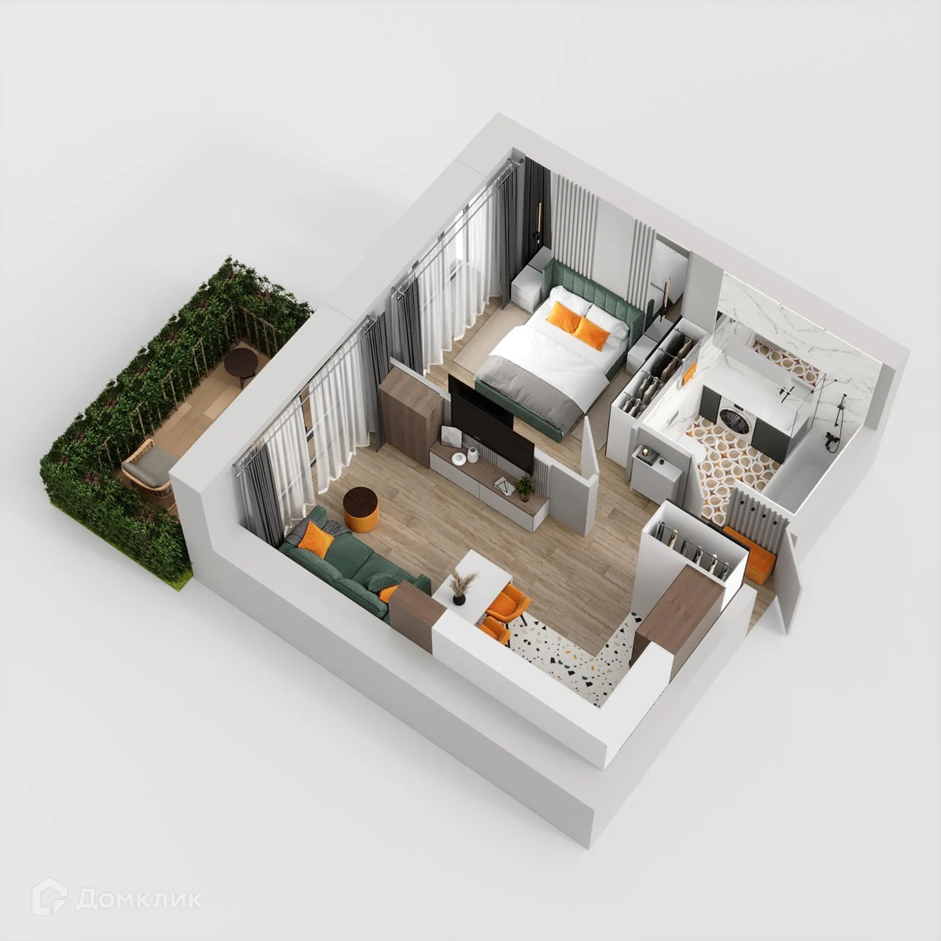 Планировка 1-комнатной квартиры 38.97 м² в ЖК Жилые кварталы ОСТРОВА, г. Калуга — фото 2