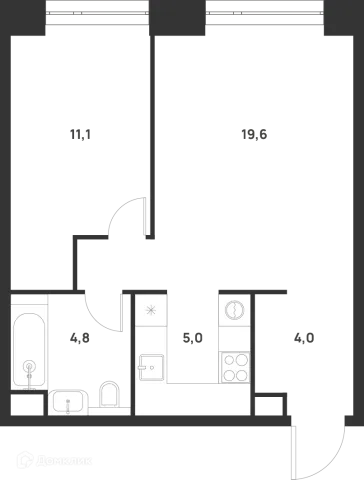 Планировка 1 комн. в ЖК Voice Towers (Войс Тауэрс)
