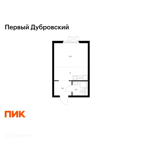Планировка Студия в ЖК Первый Дубровский