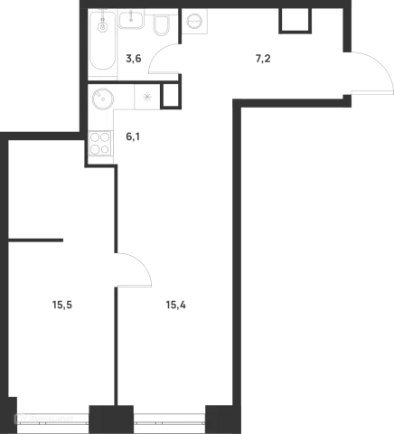 Планировка 1 комн. в ЖК Voice Towers (Войс Тауэрс)