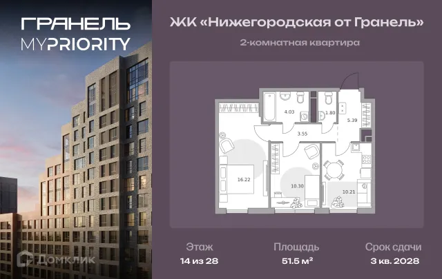 Планировка 2 комн. в «Нижегородская от Гранель»