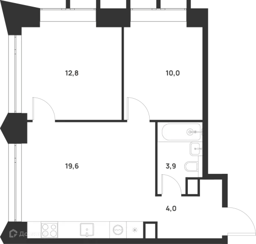 Планировка 2 комн. в ЖК Voice Towers (Войс Тауэрс)