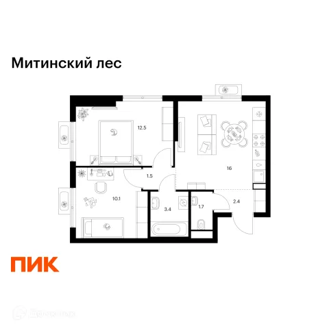 Планировка 2 комн. в «Митинский лес»