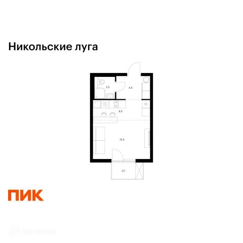 Планировка Студия в ЖК Никольские луга
