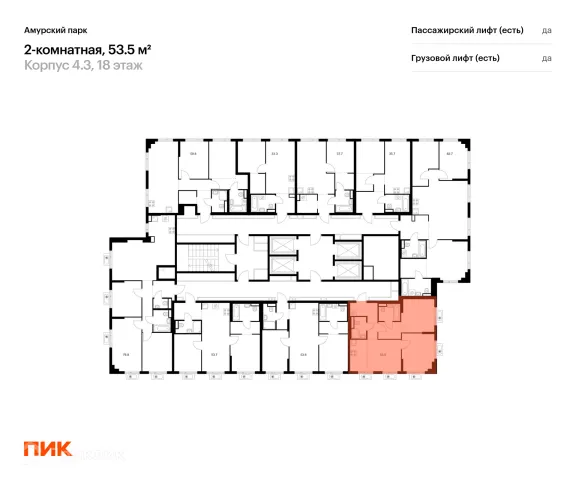 Планировка 2 комн. в ЖК Амурский парк