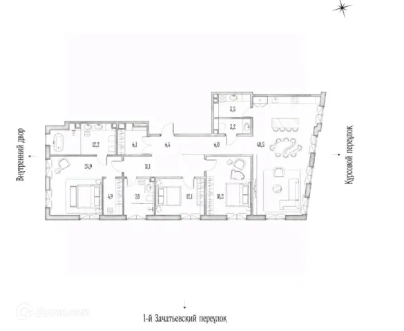 Планировка 4 комн. в ЖК Комплекс Annabel's (Аннабельс)