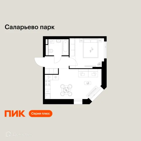 Планировка 1 комн. в ЖК Саларьево парк