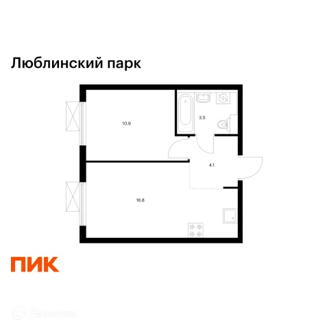 Планировка 1 комн. в ЖК Люблинский парк