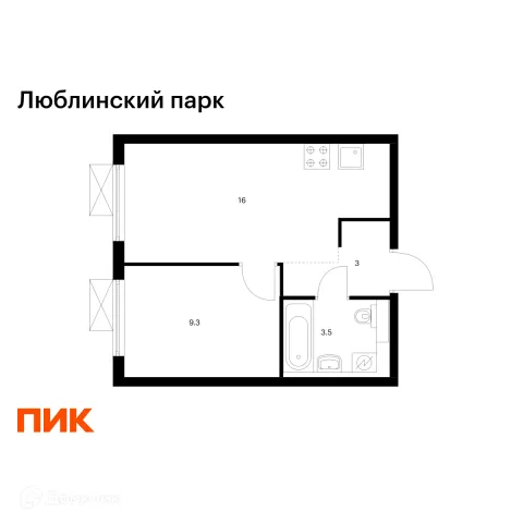 Планировка 1 комн. в ЖК Люблинский парк