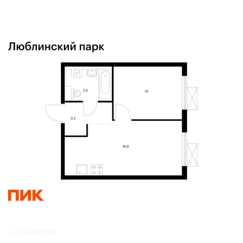Планировка 1 комн. в ЖК Люблинский парк