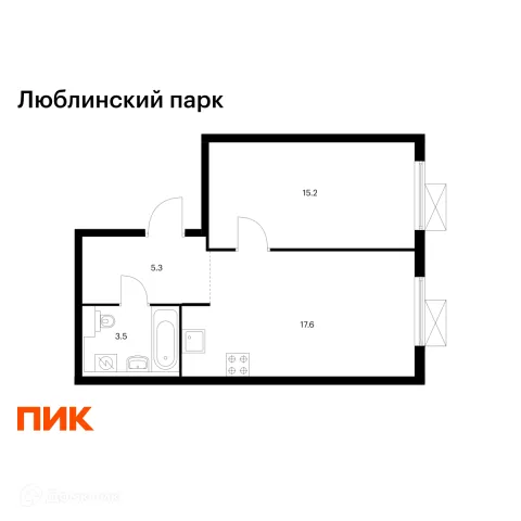 Планировка 1 комн. в ЖК Люблинский парк