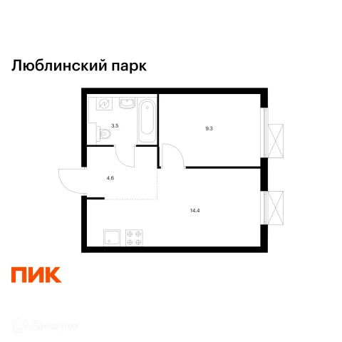 Планировка 1 комн. в ЖК Люблинский парк
