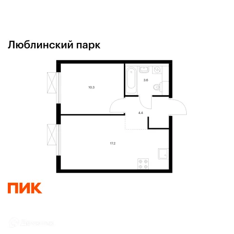 Планировка 1 комн. в ЖК Люблинский парк