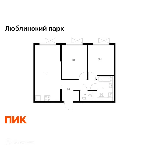 Планировка 2 комн. в ЖК Люблинский парк