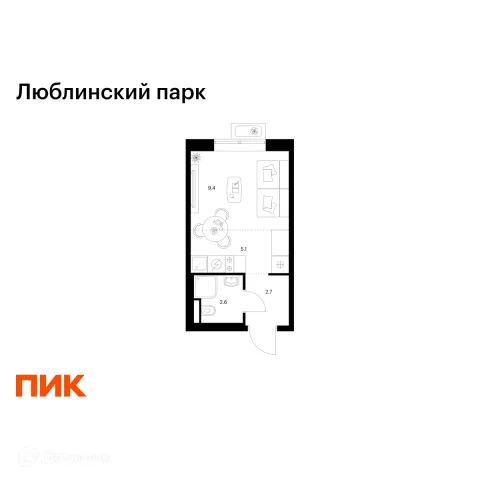 Планировка Студия в ЖК Люблинский парк