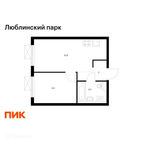 Планировка 1 комн. в ЖК Люблинский парк