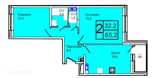 Планировка 2 комн. в Троицкий