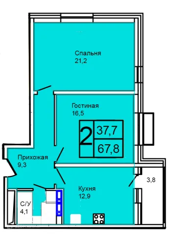 Планировка 2 комн. в Троицкий