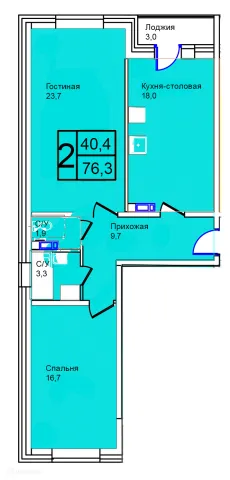 Планировка 2 комн. в Троицкий
