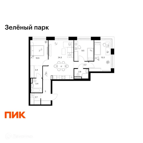 Квартира в ЖК Зелёный парк