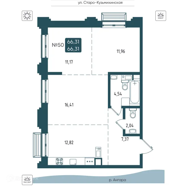 Планировка 3 комн. в ЖК БРОДСКИЙ