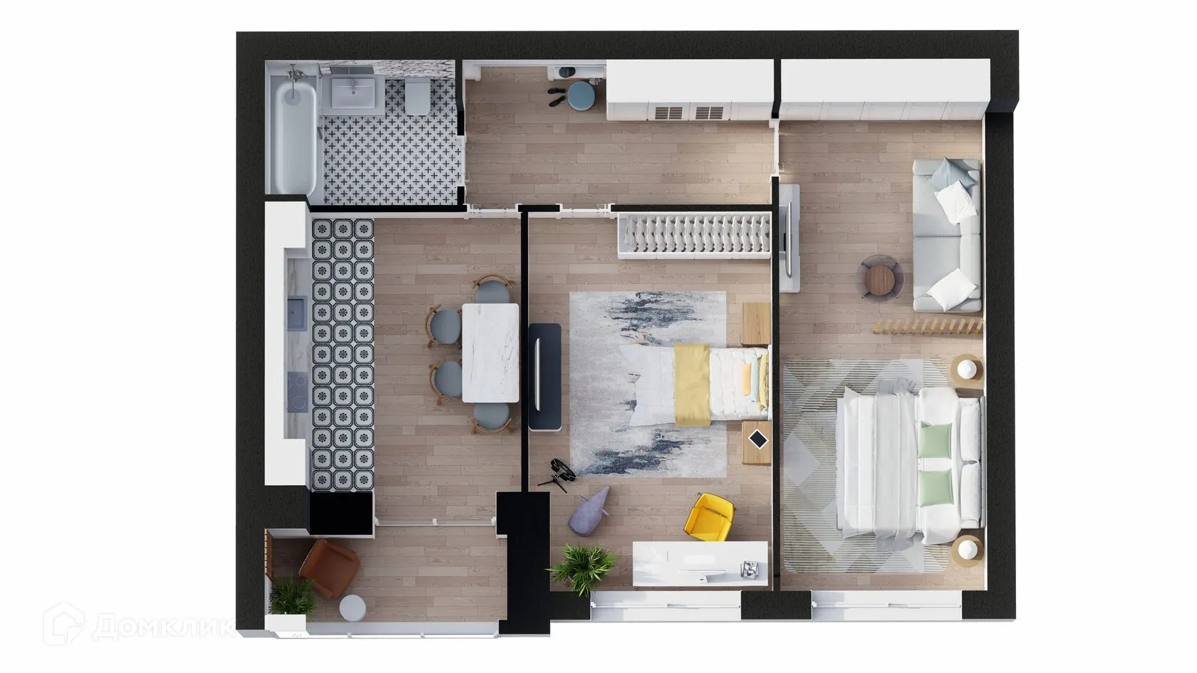 Планировка 2-комнатной квартиры 57.1 м² в ЖК НЕВСКИЙ, г. Кострома — фото 3