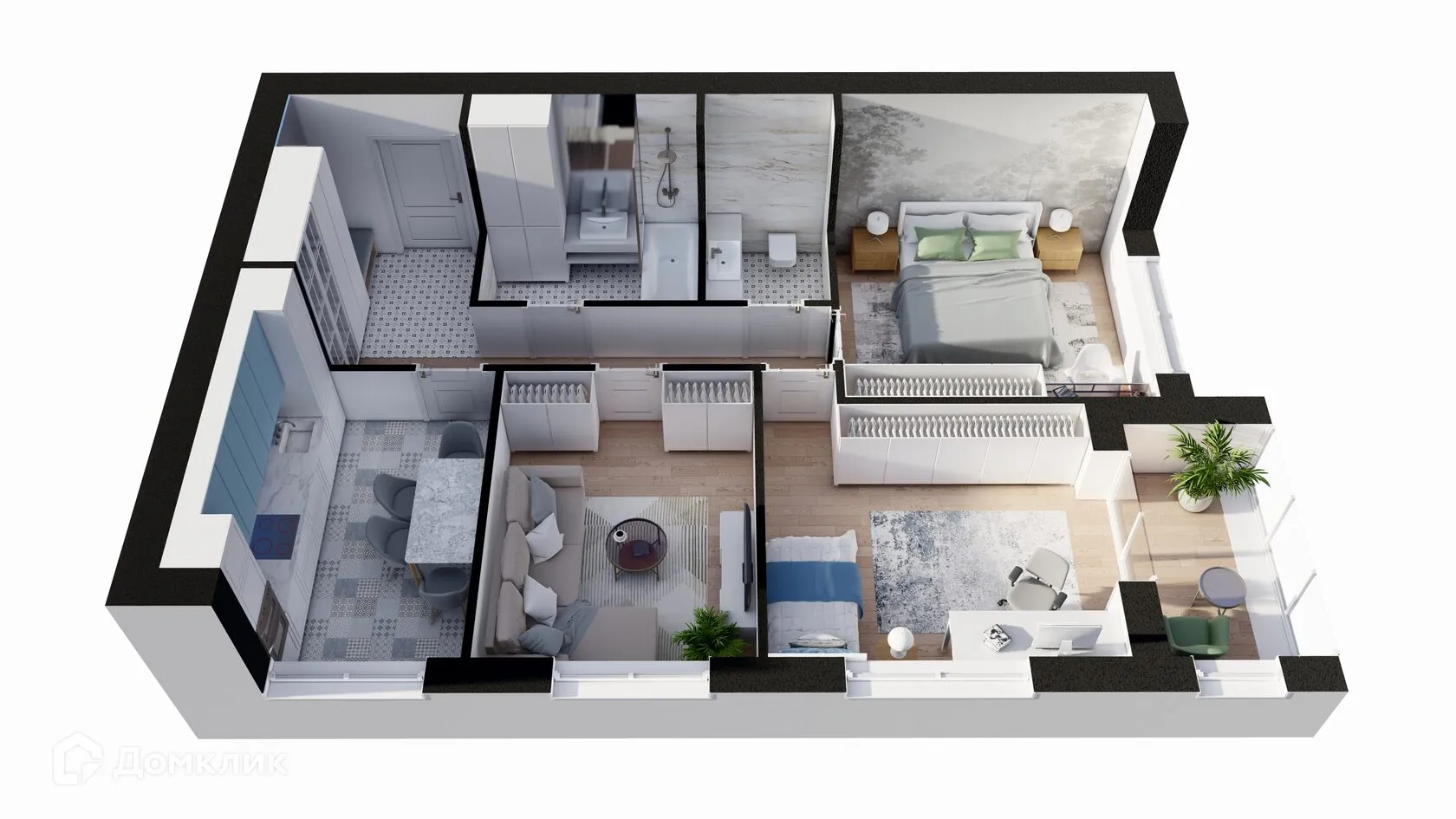 Планировка 3-комнатной квартиры 71.03 м² в ЖК НЕВСКИЙ, г. Кострома — фото 2