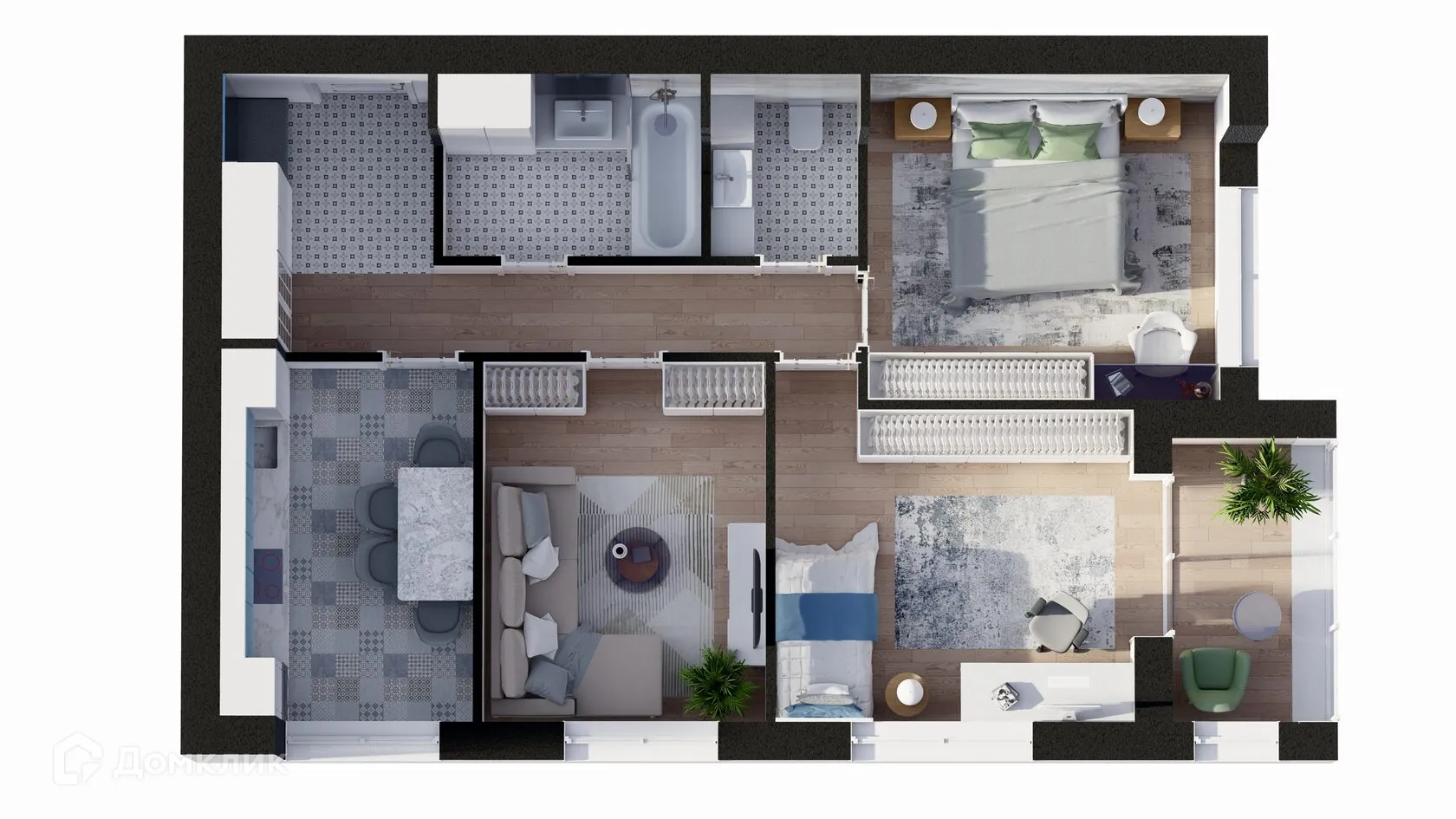 Планировка 3-комнатной квартиры 71.03 м² в ЖК НЕВСКИЙ, г. Кострома — фото 3