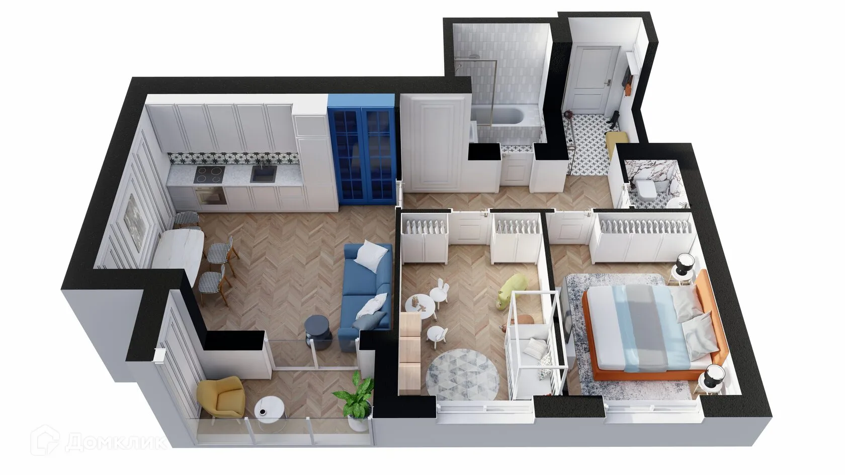 Планировка 2-комнатной квартиры 65.8 м² в ЖК НЕВСКИЙ, г. Кострома — фото 2