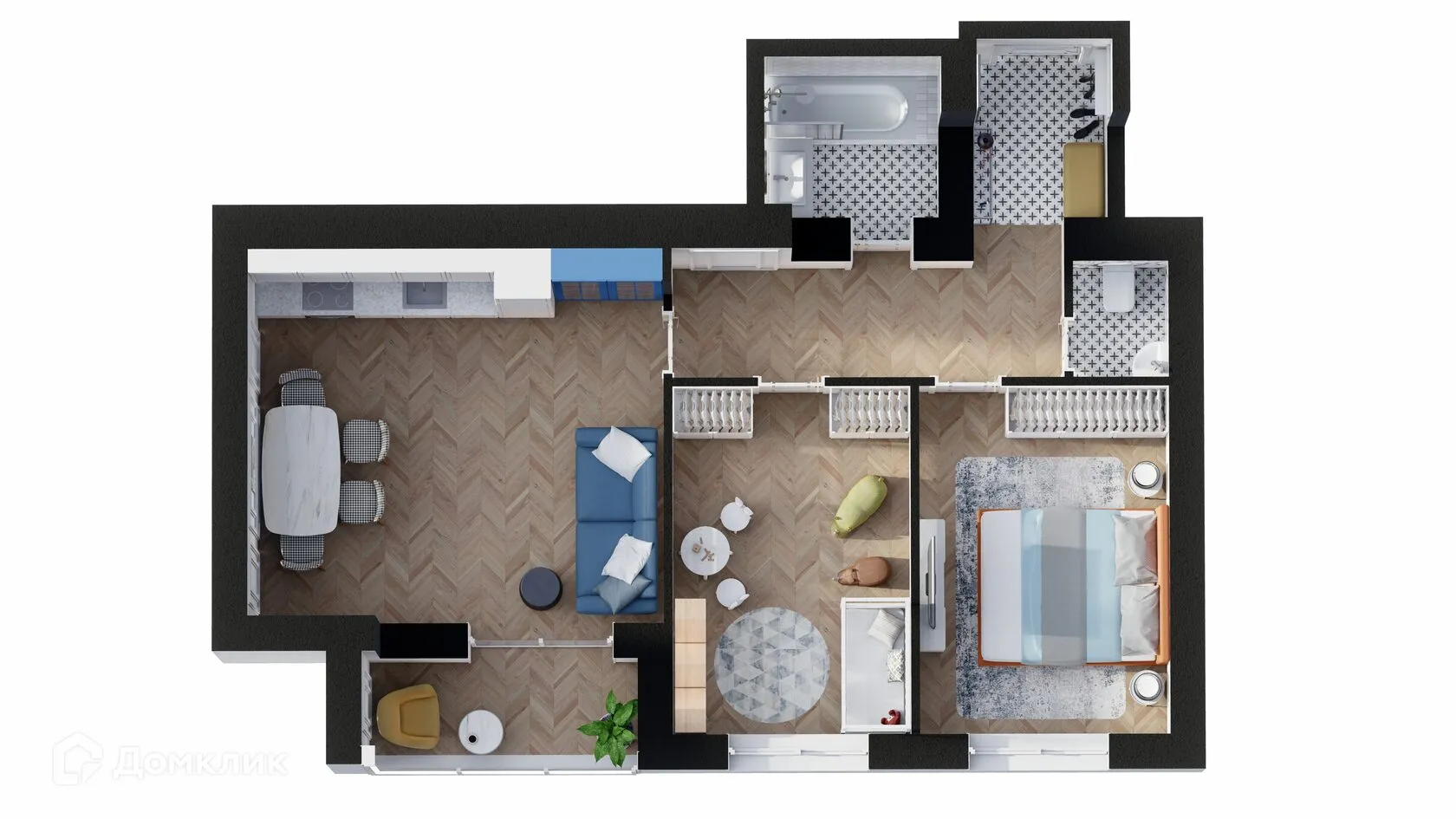 Планировка 2-комнатной квартиры 65.8 м² в ЖК НЕВСКИЙ, г. Кострома — фото 3