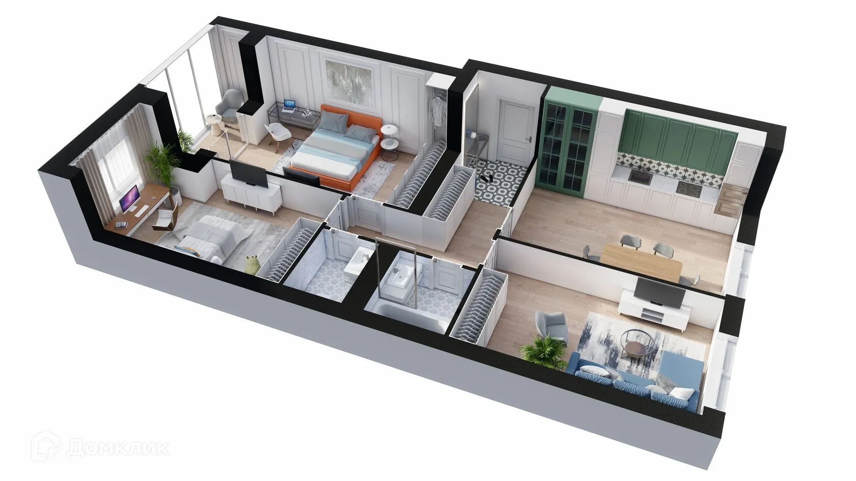 Планировка 3-комнатной квартиры 82.48 м² в ЖК НЕВСКИЙ, г. Кострома — фото 1