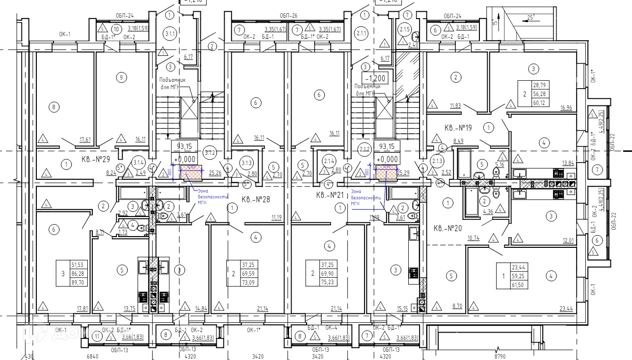 Планировка 1-комнатной квартиры 61.5 м² в ЖК "Престиж", г. Кострома — фото 1