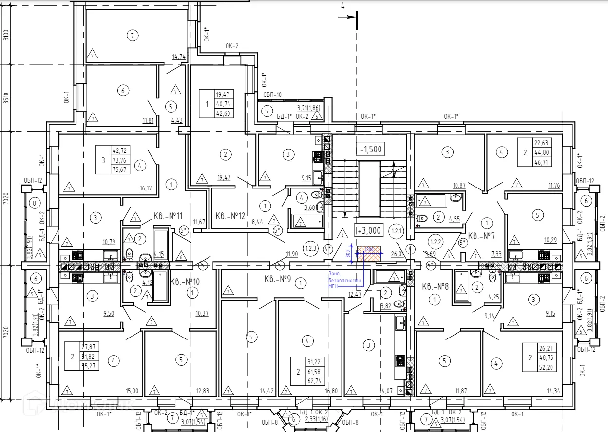 Планировка 2-комнатной квартиры 55.27 м² в ЖК "Престиж", г. Кострома — фото 1