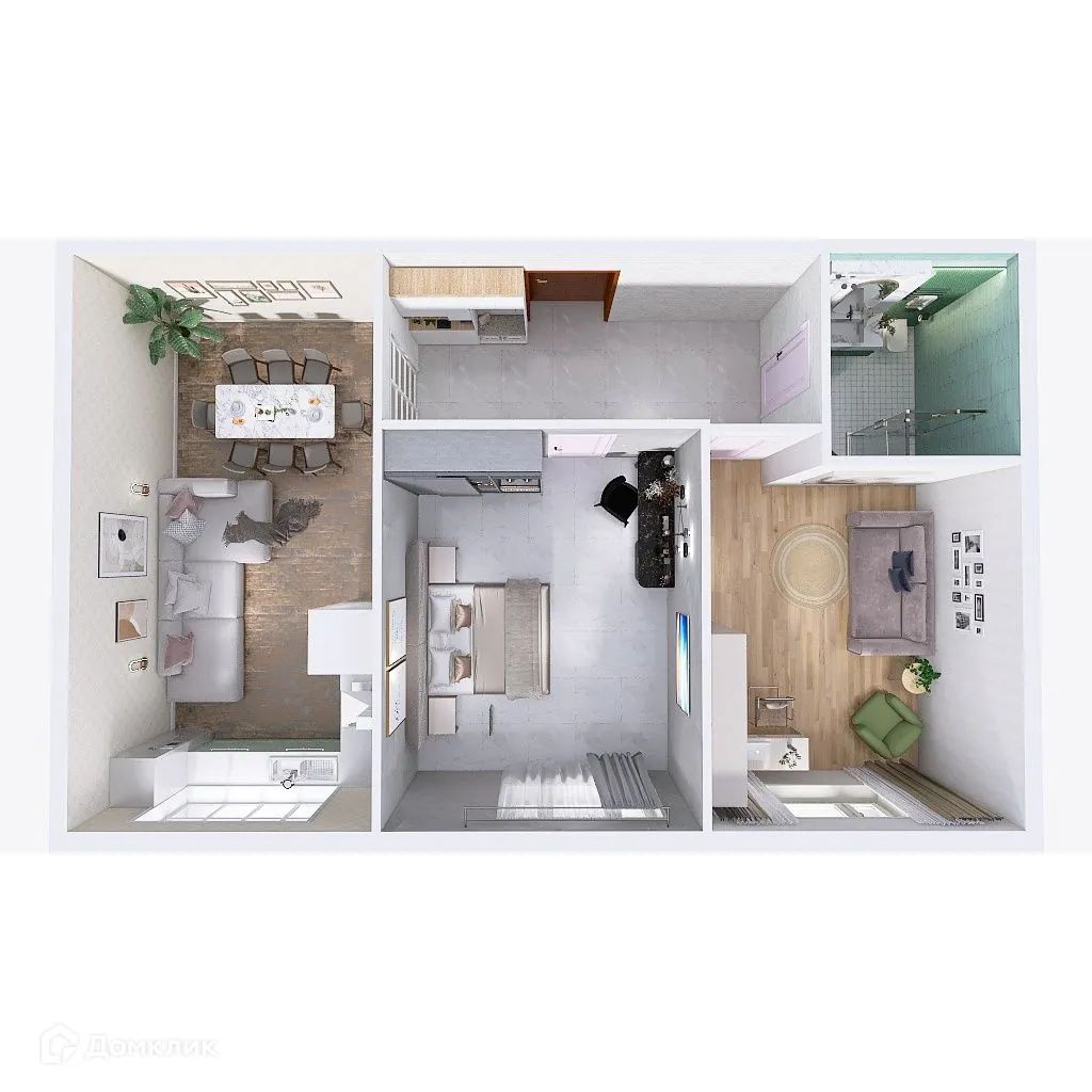 Планировка 2-комнатной квартиры 55.2 м² в ЖК Ростоши Премьер, г. Оренбург — фото 2