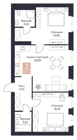 Квартира в Загородная резиденция «Поляна»
