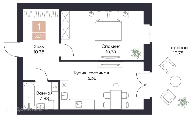 Квартира в Загородная резиденция «Поляна»