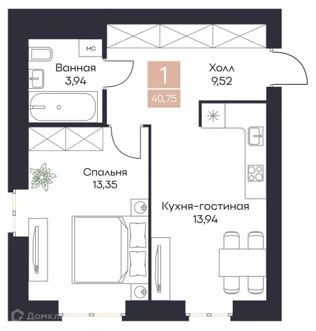 Квартира в Загородная резиденция «Поляна»