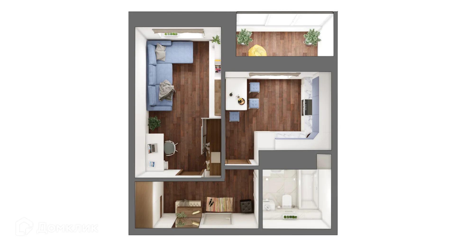 Планировка 1-комнатной квартиры 40.2 м² в ЖК Очаг, г. Иркутск — фото 2