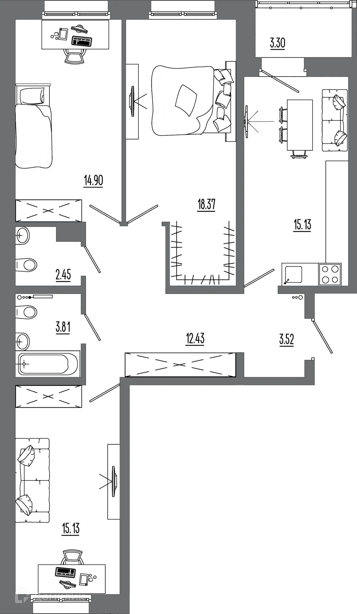 Фото квартиры в ЖК "АвиатоR" (Авиатор)