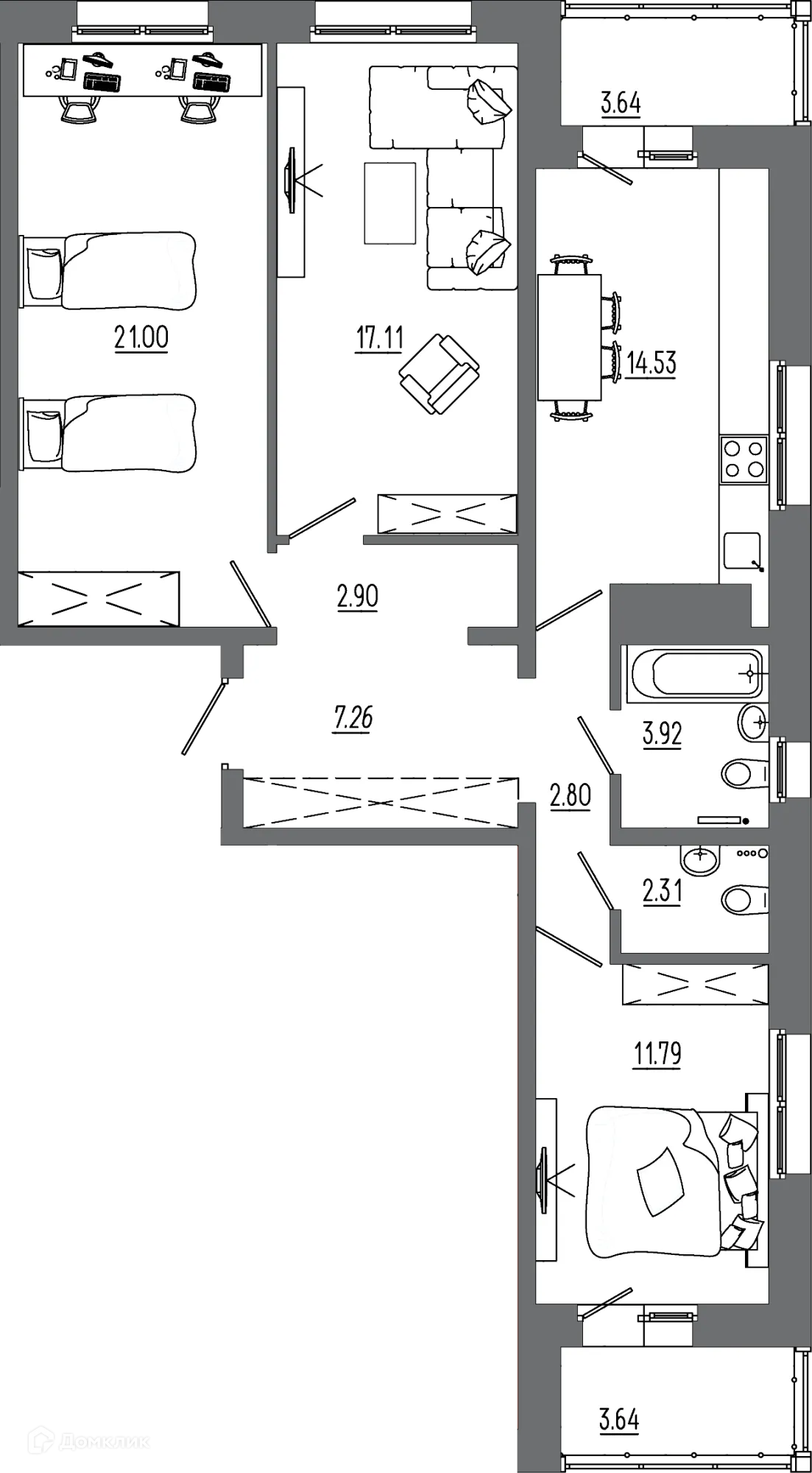 Фото квартиры в ЖК "АвиатоR" (Авиатор)