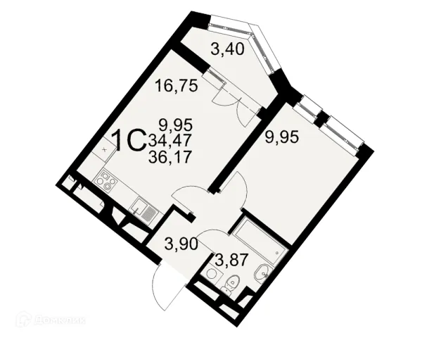 Планировка 1 комн. в Созвездие
