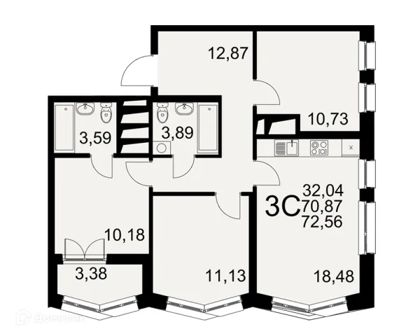 Планировка 3 комн. в Созвездие