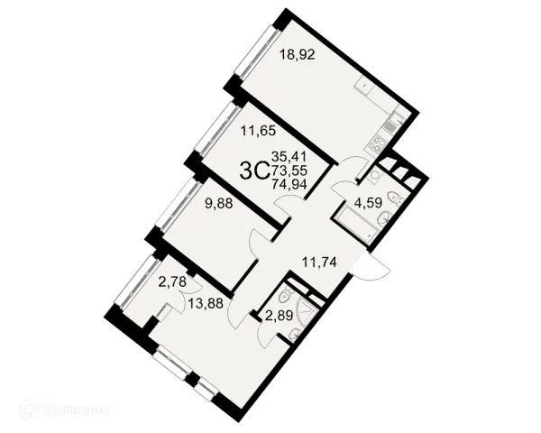 Планировка 3 комн. в Созвездие