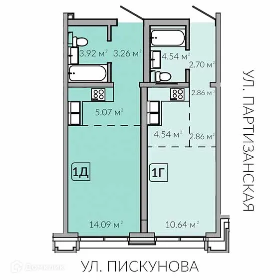Планировка 1-комнатной квартиры 30.88 м² в ЖК Скайлайн, г. Иркутск — фото 1